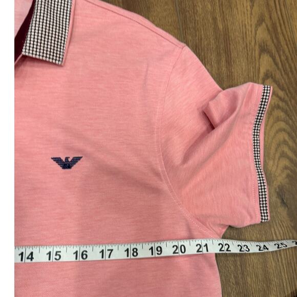 Emporio Armani Slim-Fit Stretch Pique Polo Shirt in Pink with Micro Eagle XXL - Picture 6 of 7